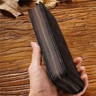 Leather Zippered Pen Case Pencil    pouch Holder For Three Or Four Fountain Black