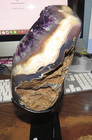 Dark Amethyst Crystal Geode Cluster  Cathedral Steel Std Brown Agate Rim Jal