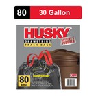 New Husky Large Trash Bags  30 Gallon  80 Black Bags  unscented  20  Pcr 