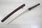 Wwii Japanese Army Short Gunto Koshirae Leather Covered Scabbard Wood Blade L76