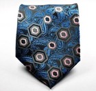 New Luxury Geometric Blue Gray Pink Jacquard Woven Silk Men Wedding Tie Necktie