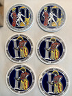 Vtg Set 6 Of Greek Coasters Ceramic Mykonos Tile Handmade Painted Himeros Athena