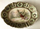 Antique Large Nippon Japanese Porcelain Pheasant Platter Hand Painted Gold Dots