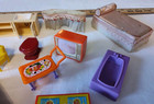 Vintage Miniature Plastic Dollhouse Furniture Very Old Assortment Toys Lot 14 