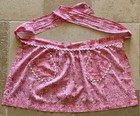 Vintage Handmade Pink   Red Paisley Design Cotton Retro Apron W  Pockets