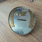 Vtg Tony Lama Trophy Belt Buckle German Silver Bronco Western Cowboy Rodeo