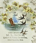 Antique Advertising Celery Bowl Calling Card Dish Ml Rose Groceries Trafalgar In