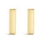 Italian 14k Yellow Gold Solid High Polished Bar Stud Earrings 11mm X 3mm 1 Gram