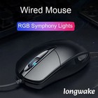 Longwake Optical Wired Scroll Wheel Mouse For Pc Laptop Computer  Black Mice