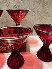 Set Of 4 Antique Art Deco Paden City Depression Era Ruby Red Cocktail Glasses