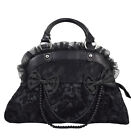Lost Queen Dark Doll Gothic Lolita Flocked Skulls With Bows And Lace Bag Purse