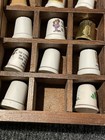 Vtg Thimble Collection Lot Of 92 W  Wood Display Case Shadow Box Porcelain Metal