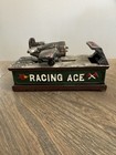 Vintage Cast Iron Racing Ace Airplane Mechanical Money Bank Coin Bank