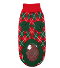 Snowman Argyle Holiday Sweater Medium Dog Cat Pet Christmas Snowflake Red Green