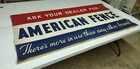Vintage 71x36  Canvas American Fence Dealer Textile Banner Sign Red White   Blue