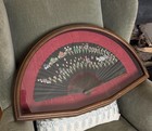 Antique Hand Painted Fan Framed In Shadow Box Approx 14x22 Inches