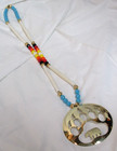 Seminole Creek Handmade Brass Bear Paw   Cutout Medallion Necklace   Earring Set