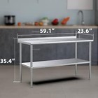 60   X 24   Stainless Steel Table For Prep   Work With Adjustable Undershelf