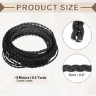 Braided Leather Cord  5 5 Yards 5mm Flat Craft Leather String  Black