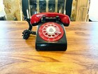 Vintage Western Electric Rotary Dial Phone  Landline Telephone  Black And Red