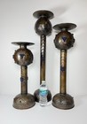 Antique Art Deco Moorish Revival Anglo Indian Jeweled Brass Graduated Torcheres