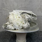 Champagne Italy Hat Womens Adjustable Blue Wide Brim Rhinestone Derby Church