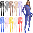 Womens Unitard Soft Bodysuit Sheer Jumpsuit Clubwear Rompers Long Sleeve Nylon