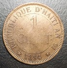 1894 A Haiti 1 Cent Centime Bronze Restored Cleaned Details Coin Km 48