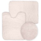 Plush Bathroom Rug Contour Rug Mat Toilet Cover 3 Piece Set Ivory Color