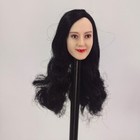 1 6 Female Smile Black Curly Hair Girl Head Sculpt Carved Model For 12 figure