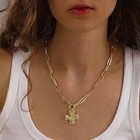 Chunky Cross Necklace  14k Gold Silver Layered Pendant Charm  Costume Jewelry Se