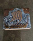 Vintage Wood And Metal Print Block Ink Antique Ship Stamp 