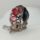 Art Deco Mazer Bros Dress Clip Fruit Salad Tutti Frutti Crystal Floral Spray 