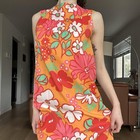 Vintage 1960s Psychedelic Hawaiian Floral Shift Dress Handmade
