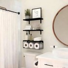 Bathroom Shelves Over Toilet Wall Mounted Floating 16  Set Of 3 Black