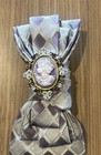 Upcycled Women   s Custom Purple And Gray Necktie With Brooch