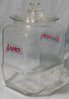 1930 s Vintage Lance Cracker Cookie Store Jar 8 Sided W glass Embossed Lid 12 