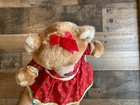 Russ Berrie Holly Bear Vtg Plush Stuffed 11  Teddy Dress Ribbon Bow Christmas