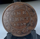 1859 Canada Large Cent  1c  One Cent Penny  Victoria  Km  1  Great Shape 