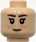 Lego New Light Nougat Minifigure Head Dual Sided Female Reddish Brown Eyebrows