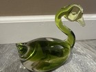 Vintage Rainbow Glass Swan  Green Color Handblown