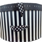 Vintage Henri Bendel Hat Box Iconic Brown White Stripes Polka Dot Ribbon 13x7   