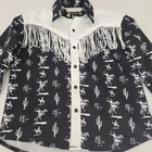 The Western Shirt Youth Size 6 Youth Black White Fringe Patterned Snap Buttons