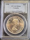 Canada British Columbia 1958 Silver Dollar Pcgs 64 Totem Pole Canadian  1