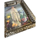 Our Lady Of Fatima Lenticular 3d Print Gold Filigree Frame Virgin Mary 17x21 
