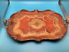 Vintage Italian Florentine Large Tray In Orange   Gold