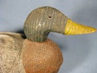 Unique Antique Wood Carved Mallard Duck Decoy With Glass Eyes