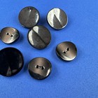 Vintage Black Plastic Buttons Lot 8 Mod Sculpted Round Sewing Craft Shiny