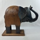 Beautiful Wood And Metal Standing Elephant Trunk Up Heavy Statue