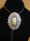 Navajo Indian Nickel Silver   Turquoise Bolo Tie - Cleveland